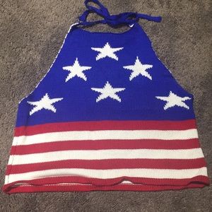 AMERICAN FLAG KNIT HALTER TOP!